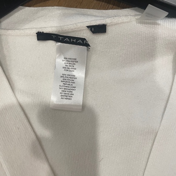 T tahari faux pearl button sweater cardigan in white size small - Picture 8 of 10